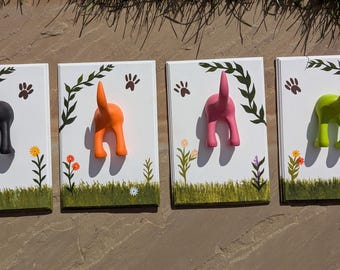 Hand-Painted Dog Tail Wall Hook, Whimsical Leash Holder