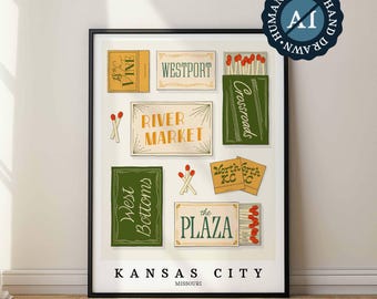 Hand-Drawn Kansas City Matchbox Wall Art