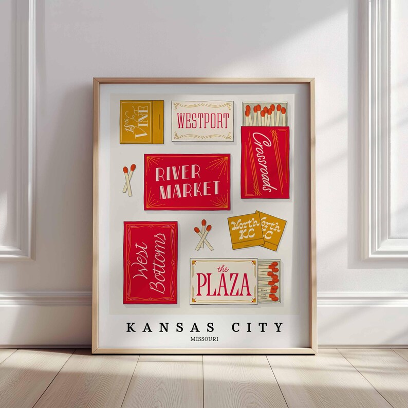 Kansas City Red Flare Matchbox Art, Lettering Art of KC Neighborhoods ...