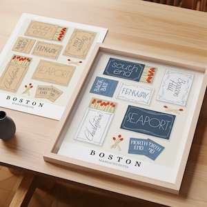 Hand-drawn Boston Matchbox Wall Art Inspired by Local Neighborhoods - Etsy