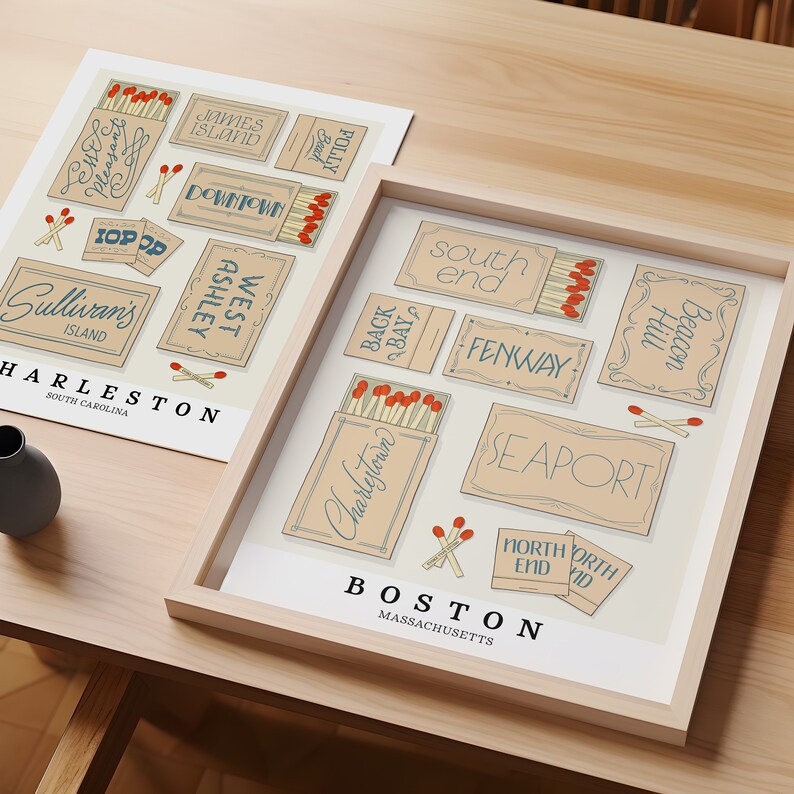 Boston Matchbox Wall Art With a Relaxed Coastal Feel - Etsy