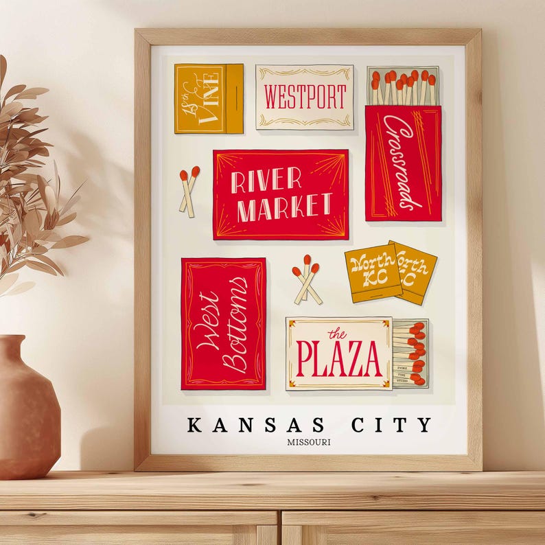 Kansas City Red Flare Matchbox Art, Lettering Art of KC Neighborhoods ...