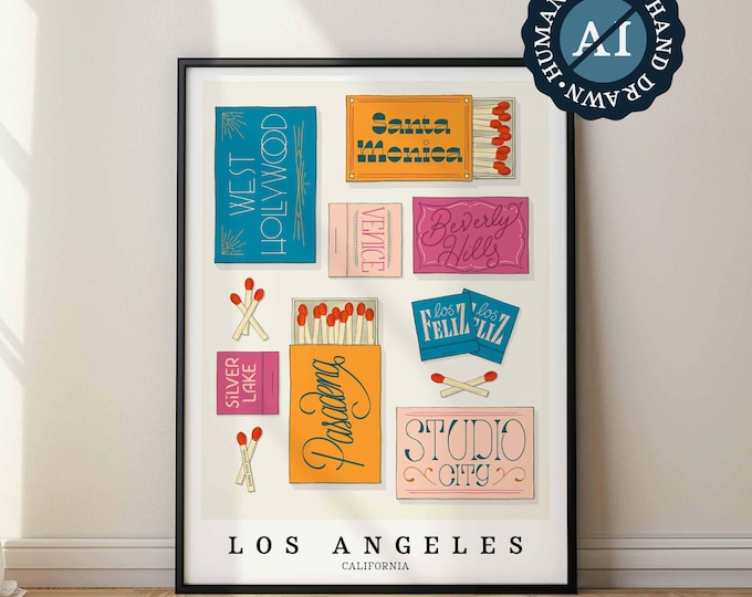 Vibrant Los Angeles Matchbox Wall Art