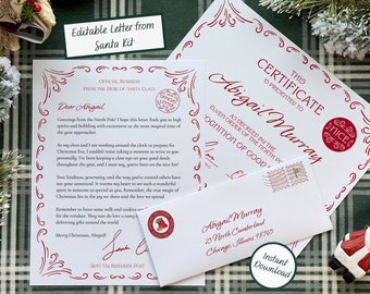 Editable Letter From Santa Envelope Kit with Certificates and Bonus Embellishments Christmas Printable