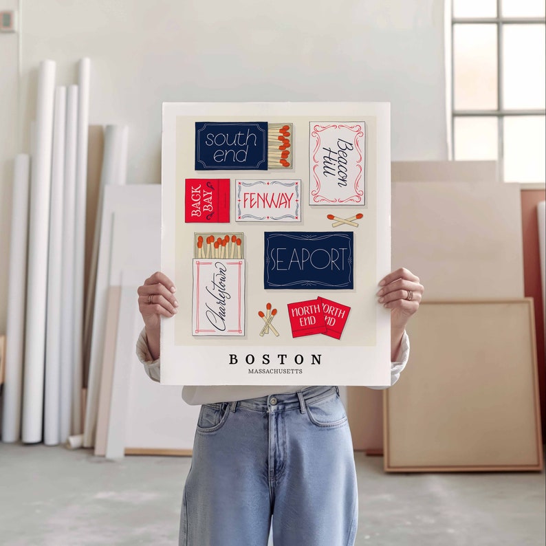 Patriotic Neighborhood-inspired Boston Wall Art - Etsy