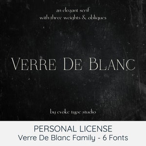 Verre De Blanc Typeface, Elegant Font, Serif Font, Branding Font, Display Font, Font Family of Six Fonts by evoketypestudio image 1