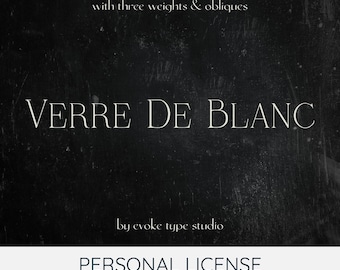 Verre De Blanc Typeface, Elegant Font, Serif Font, Branding Font, Display Font, Font Family of Six Fonts by evoketypestudio