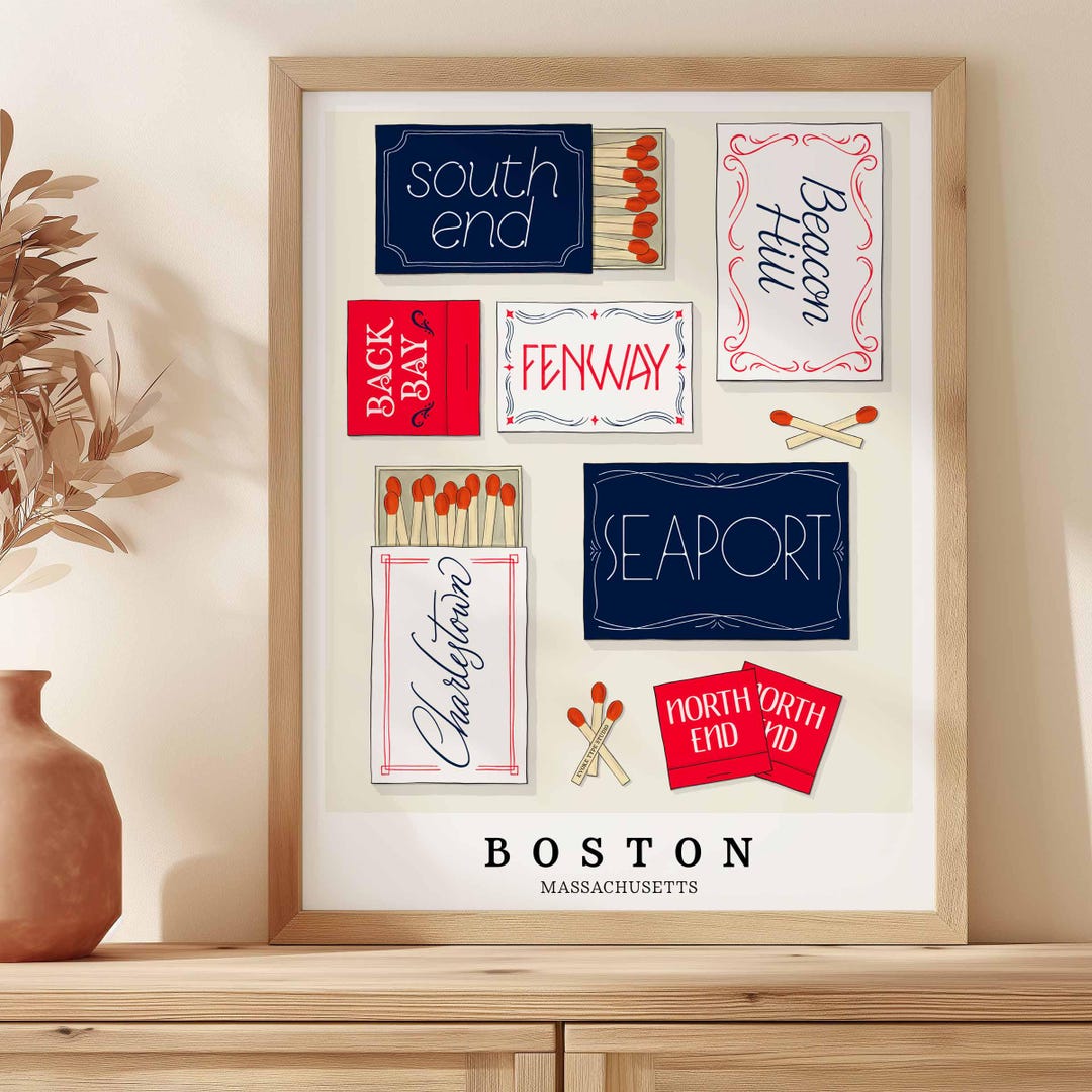 Boston Patriotic Matchbox Art, Lettering Art of Boston Neighborhoods ...