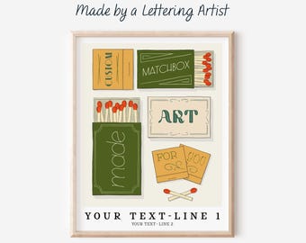 Custom Matchboxes Art Print, Personalized Matchbook Print, Favorite Restaurants Wall Art, Travel Memories Art, Hand Drawn by evoketypestudio