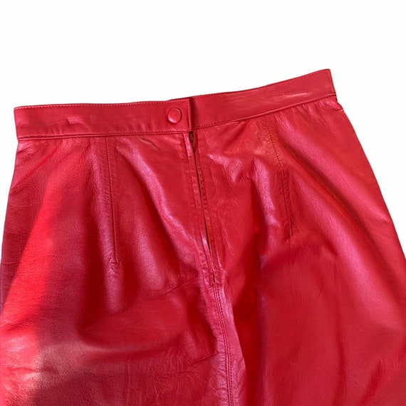 Vintage Cache Cherry Red Genuine Leather Skirt 8 - image 5
