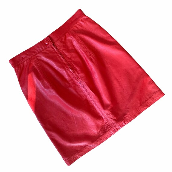 Vintage Cache Cherry Red Genuine Leather Skirt 8 - image 1