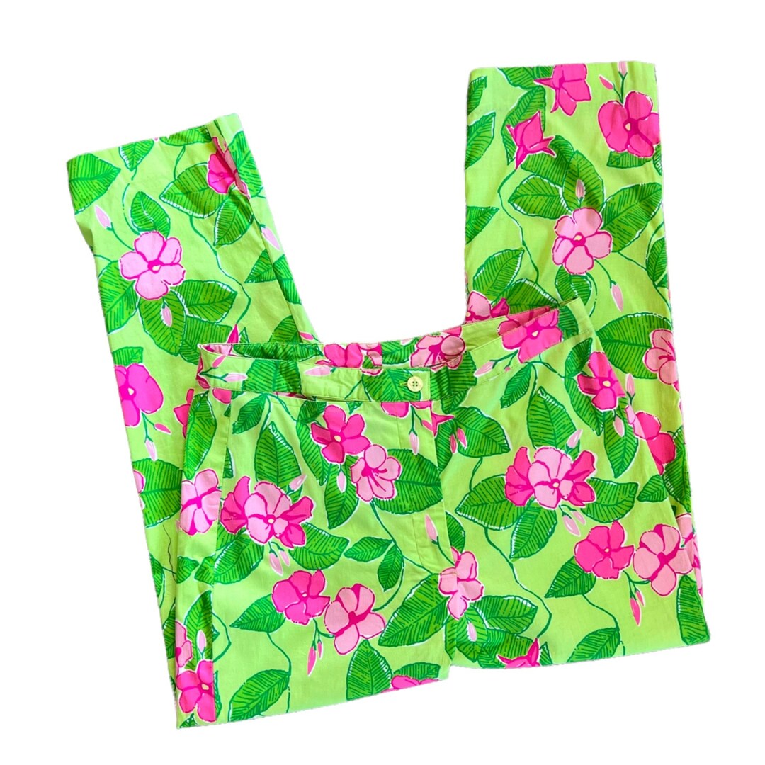 Vintage Lilly Pulitzer Floral Print Cropped Pants 6 - Etsy