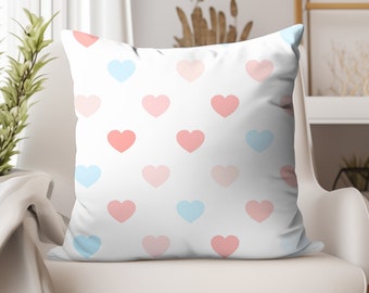 Valentines Decor, Pastel Heart Pillow Cover, Minimalist Valentine's Pillow, Girls Room Decor, Heart Nursery Decor, Little Girl Gift
