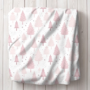 Pink Pastel Christmas Tree Blanket, Pink Christmas Throw, Coquette Christmas, Gift For Little Girl, Pink Christmas Decor, Baby Blanket