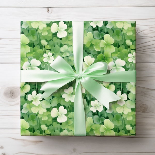 Shamrock Gift Wrap, St. Patrick's Day Wrapping Paper, Irish Gift Wrap, Irish Wrapping Paper For St Patrick's Day Gifts, Green Wrapping Paper