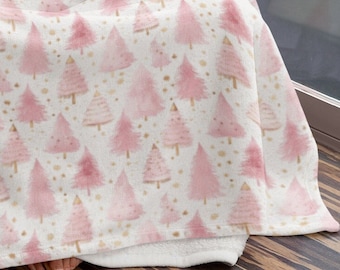 Pink Christmas Tree Blanket, Pink Christmas Throw, Gift For Little Girl, Kids Christmas Blanket, Pink Christmas Decor, Baby Blanket