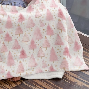 Pink Christmas Tree Blanket, Pink Christmas Throw, Gift For Little Girl, Kids Christmas Blanket, Pink Christmas Decor, Baby Blanket