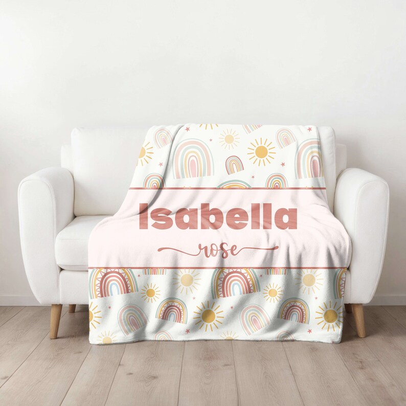 Boho Nursery Decor, Boho Baby Blanket, Custom Baby Blanket With Name