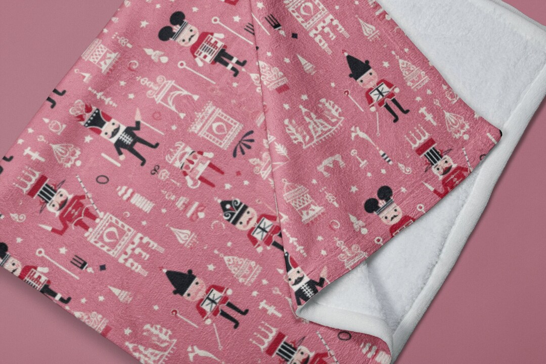 Pink Nutcracker Decor, Vintage Nutcracker Blanket, Pink Christmas Decor