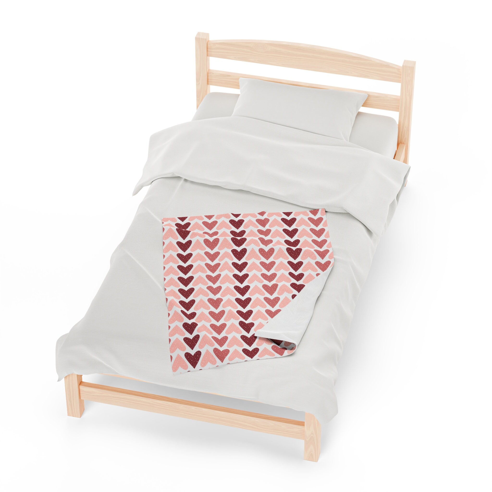 Boho Valentines Decor, Pink Heart Blanket, Baby Girl Blanket, Boho