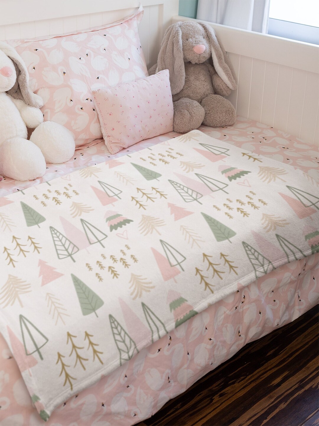 Pink Christmas Blanket Christmas Baby Blanket Pink and Green Etsy