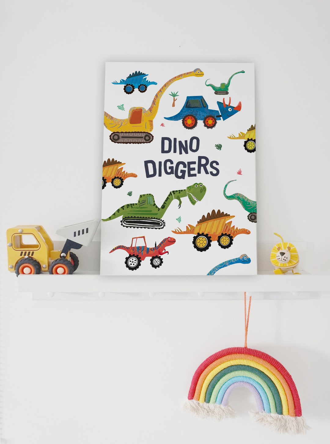 Dino Diggers Personalised Print Kids Nursery Etsy