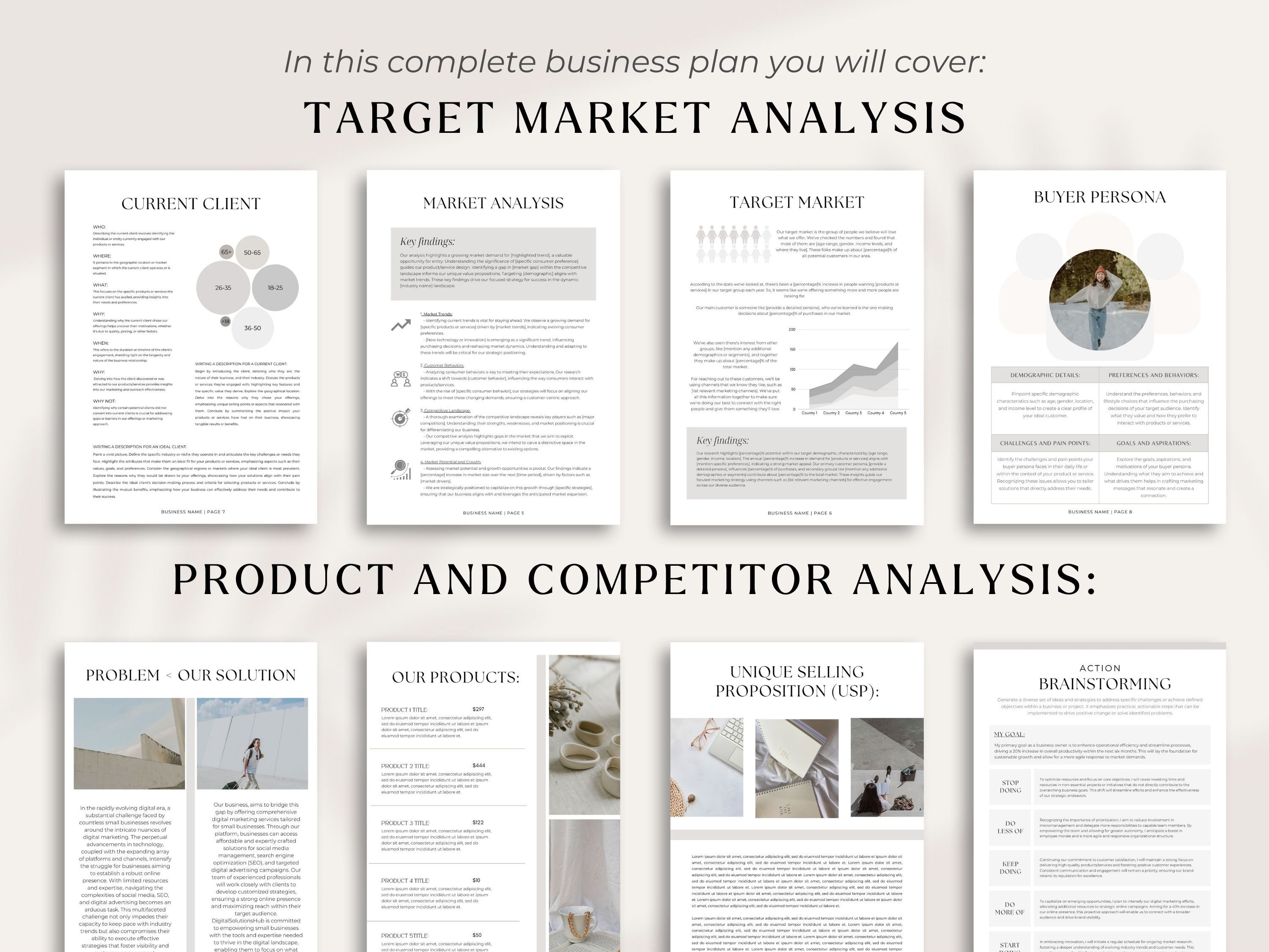 Business Plan Template Printable Printable Start up Workbook Bundle ...