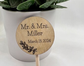 Wedding Cupcake Topper, Custom & Personalized, Rustic Wood Circle, Laser Cut and Engraved Wedding Favor~Perfect Addition To Your Special Day
