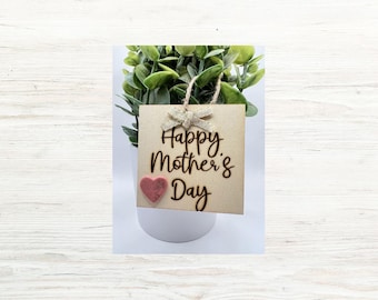Wood Etched Mother's Day Gift Tag Ornament, Handmade