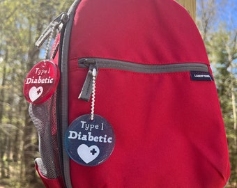 Type 1 Diabetes Alert Bag Tag: Resin Medical ID Keychain
