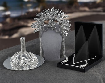 Luxry Bridal suit set, Wedding crown,Bridal crown,Tiara, crown,Zircon bridal crown,Headpiece,Headband,Bridal Headpiece,Accessories,Gift