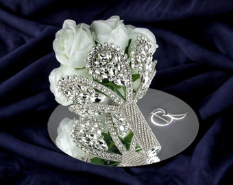 Bridal Bouquet Holder,Zircon Wedding Flower Holder,Rhinestone Bride Flower Holder,Bouquet Wrap,Wedding Flower Jewelry,Wedding Bouquet