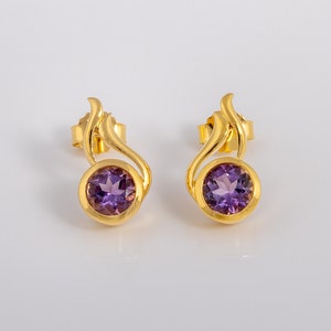 Howth Gold Vermeil Stud Earrings with Sparkly Amethyst