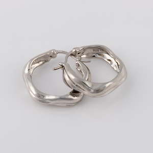 Streedagh Huggie Hoop Silver Rhodium Earrings