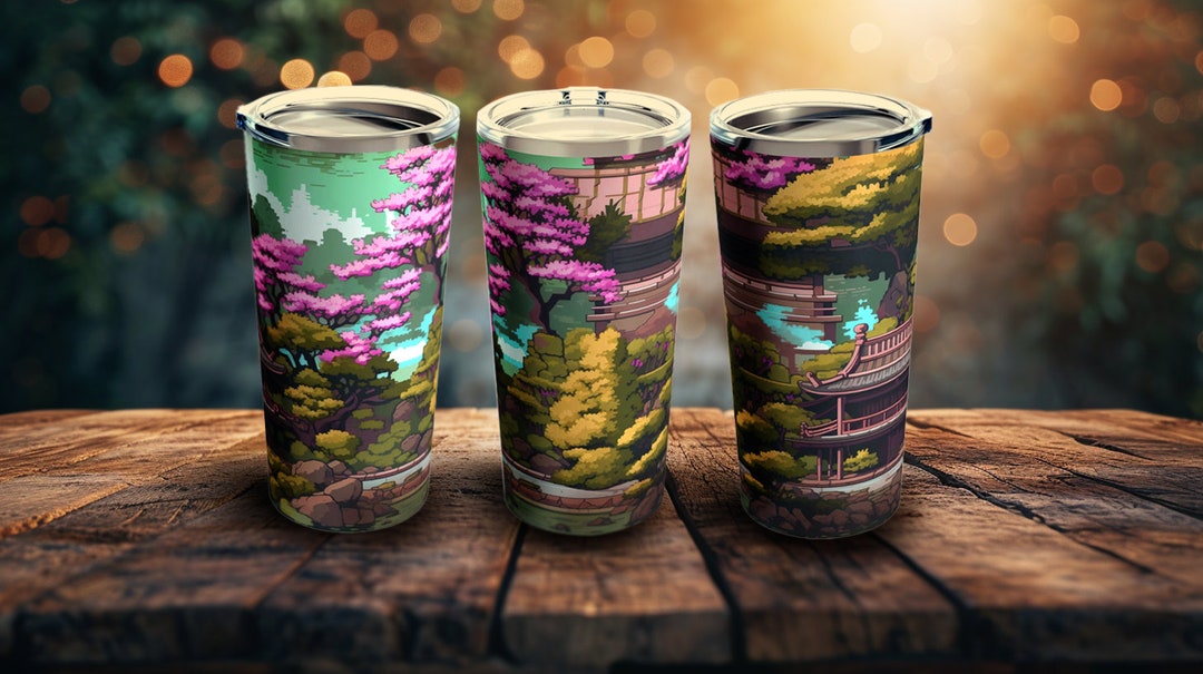 Pixel Zen Garden Tumber, Zen Garden Tumbler, Garden Oasis Tumbler