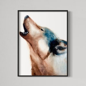 Animal Painting, Wolf Painting, Watercolor Painting, Animal Art Print, Animal Art, Howling Wolf, Animal Painting Gift, Art print Wolf