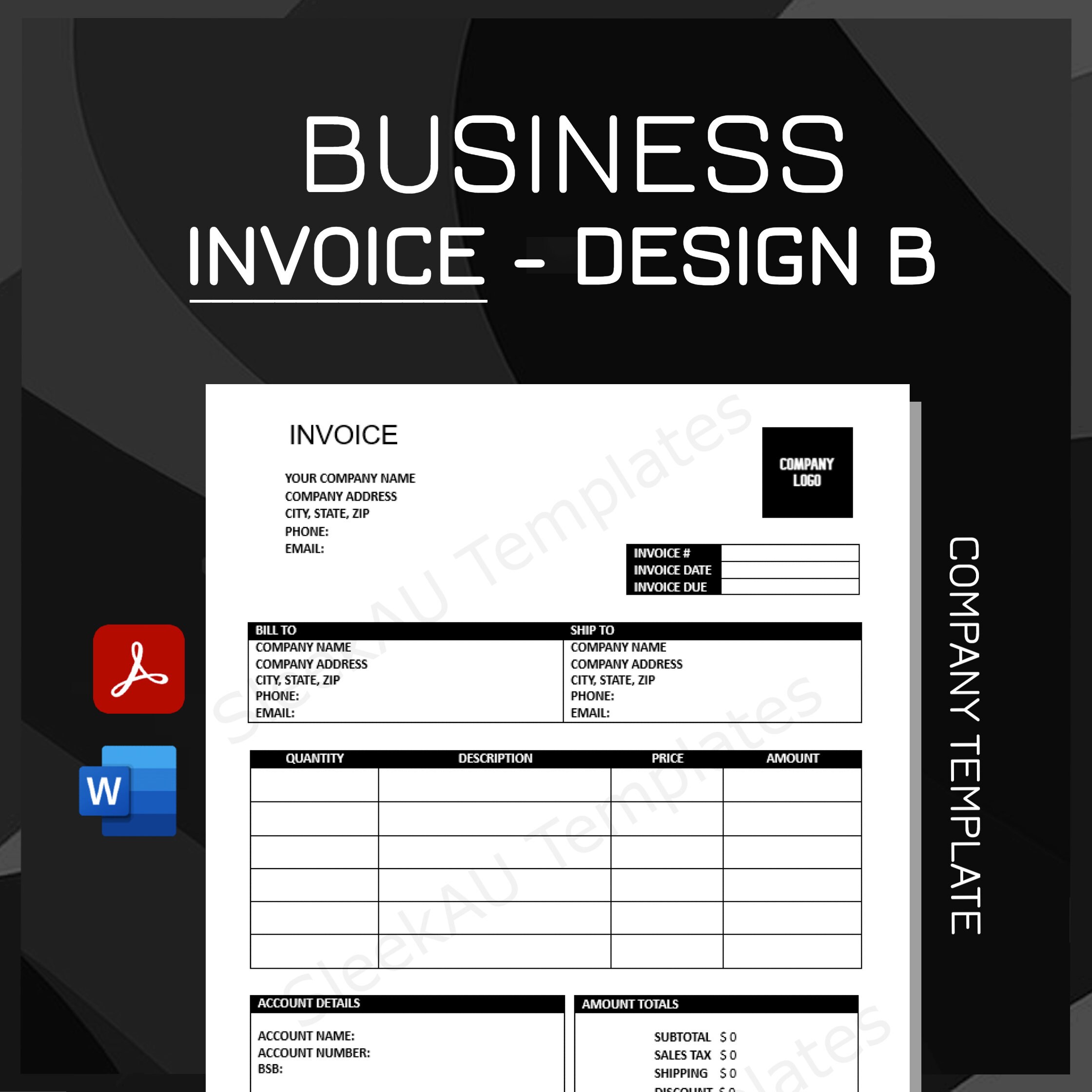 Invoice Template Word/pdf. Invoice Word. Editable Invoice. Printable