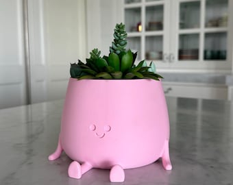 Happy Planter Pot - Cute Smiling Face Design, Modern Decor for Indoor Plants, Unique Gift Idea, Succulent & Cactus Planter