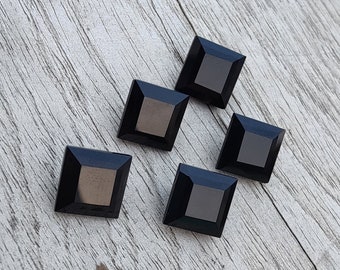 Ónix negro natural forma cuadrada corte facetado calibrado AAA+ calidad piedras preciosas al por mayor, todos los tamaños disponibles