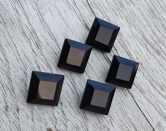 Faceted Black Onyx: Square AAA+ Quality Calibrated Gemstone
