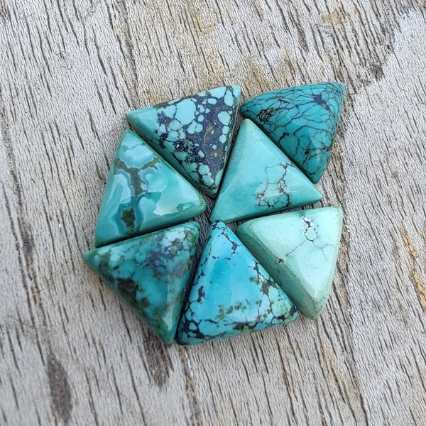Natural Tibetan Turquoise Triangle Shape Cabochon Flat Back Calibrated AAA+ Quality Wholesale Gemstones, All Sizes Available