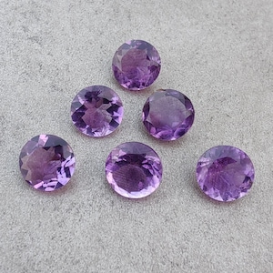 Högkvalitativ naturlig ametist, rund form, fasetterad slipning, kalibrerad, grossistädelstenar, anpassade storlekar tillgängliga