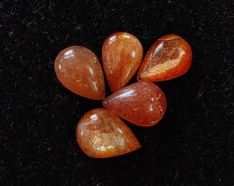 AAA+ Quality Natural Sunstone Teardrop Shape Cabochon Flat Back Calibrated Pear Shape Wholesale Gemstones, All Sizes Available