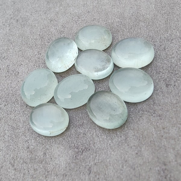 AAA+ Quality Natural Aquamarine Oval Shape Cabochon Flat Back Calibrated Wholesale Gemstones, All Sizes Available
