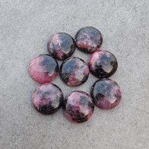 Cabochon rond, dos plat, rhodonite naturelle de qualité AAA +, pierres précieuses calibrées en gros, toutes les tailles disponibles