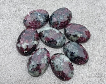 AAA+ Quality Natural Eudialyte Oval Shape Cabochon Flat Back Calibrated Wholesale Gemstones, All Sizes Available