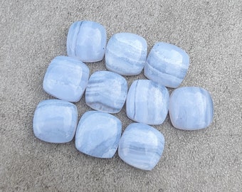 AAA+ Quality Natural Blue Lace Agate Square Cushion Shape Cabochon Flat Back Calibrated Wholesale Gemstones, All Sizes Available