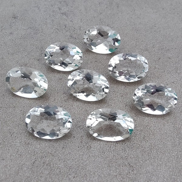 AAA+ Quality Natural Crystal Quartz Oval Shape Faceted Cut Calibrated Wholesale Gemstones, All Sizes Available