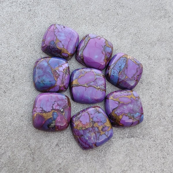 AAA+ Quality Natural Purple Bronze Turquoise Square Cushion Shape Cabochon Flat Back Calibrated Wholesale Gemstones, All Sizes Available