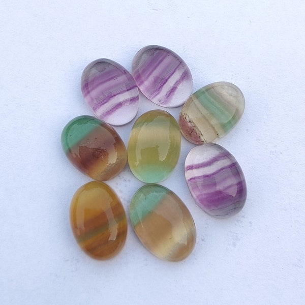 Natural Fluorite Oval Shape Cabochon Flat Back Calibrated AAA+ Quality Wholesale Gemstones, Custom Sizes Available